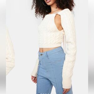 Isalis cable net cut out sweater Cream Cable Knit Sweater size small